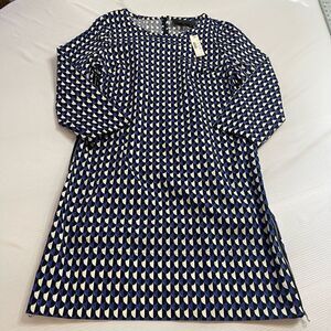 NWT J CREW Dress Women's 8 Jet Set Geo Shift Dress Retro Print Midi Purple Black